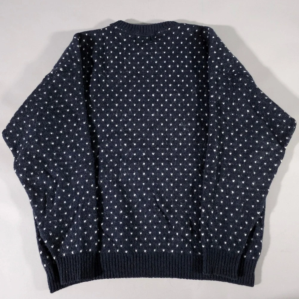 Woolrich Sweater Mens XL Tall Navy Blue Birds Eye Knit Wool‎ Blend Vintage USA